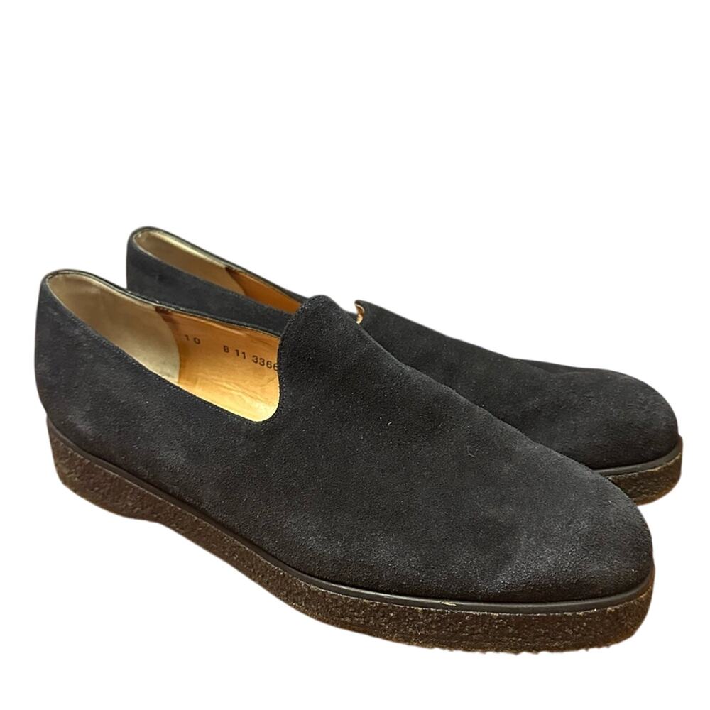 Robert Clergerie Black Suede Slip-On Loafers